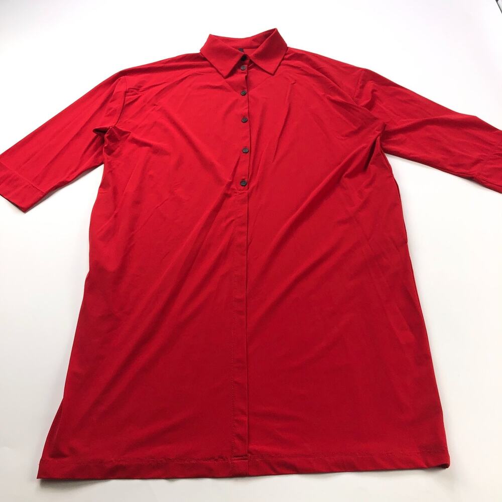 Peter O. Mahler Size 3 Pullover Button Short Long Sleeve Shirt Red